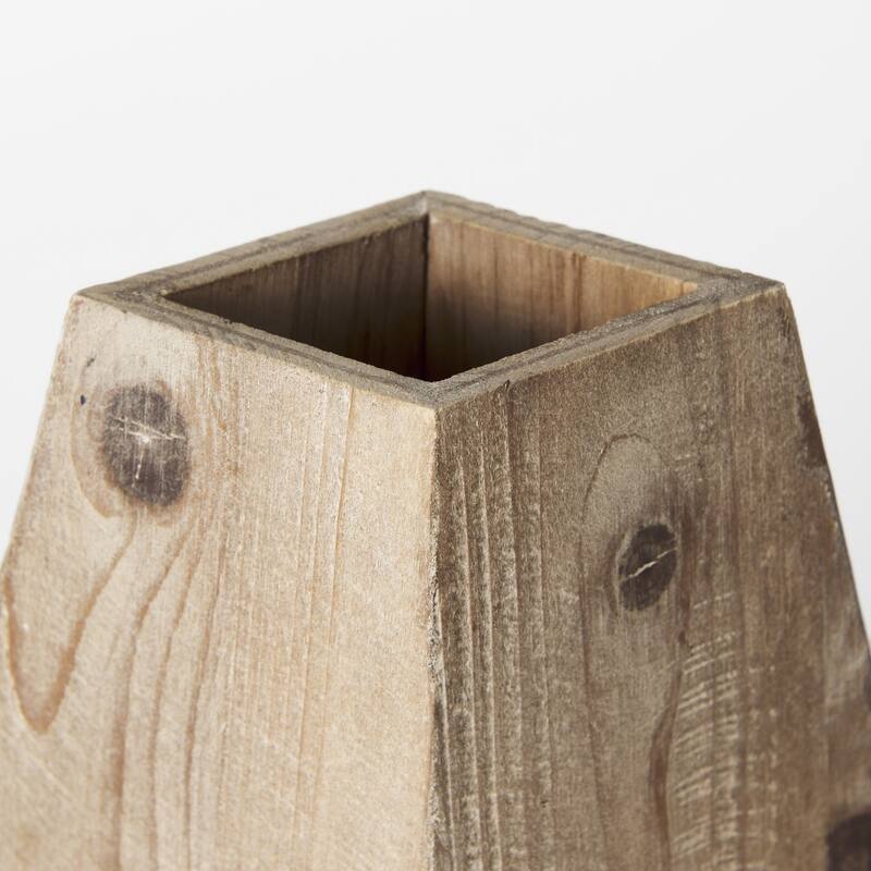 HomeRoots 9" Natural Abstract Cylinder Solid Wood Table Vase
