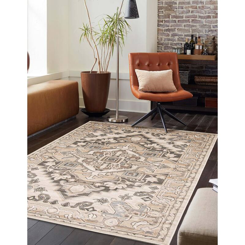 ECARPETGALLERY Machine Woven Addie Beige Area Rug