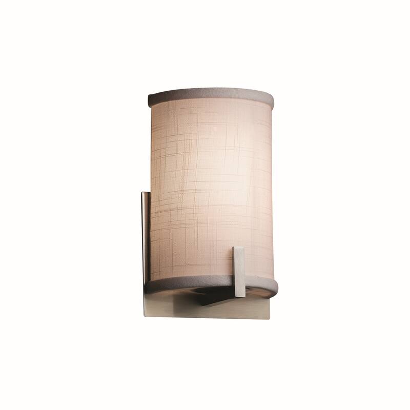 Justice Design Textile Century 1-light Brushed Nickel ADA Wall Sconce, White Shade