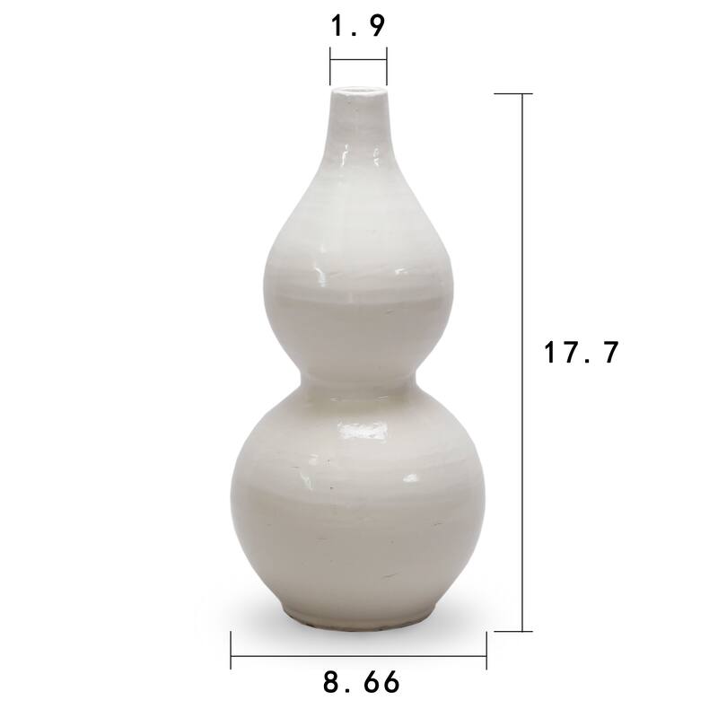 Artissance 17.7 in. H Gourd White Ceramic Bottle