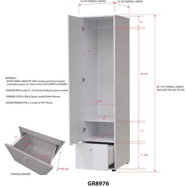 Wardrobe Armoire Storage Closet, White