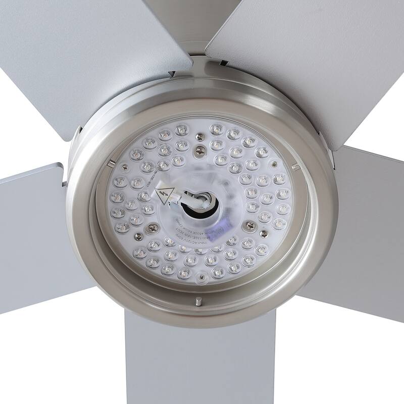 YUHAO AeroLite 48 in. Indoor White Low Profile Standard Ceiling Fan with Bright White Integrated LED Light Kit, Remote Included