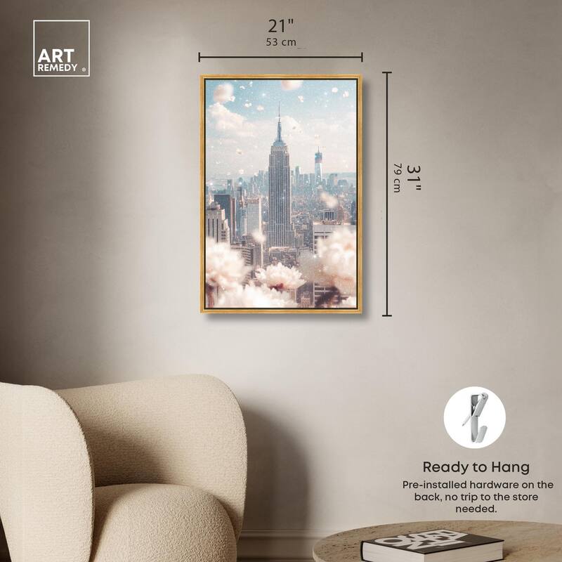 Peonies Over New York Canvas by Art Remedy