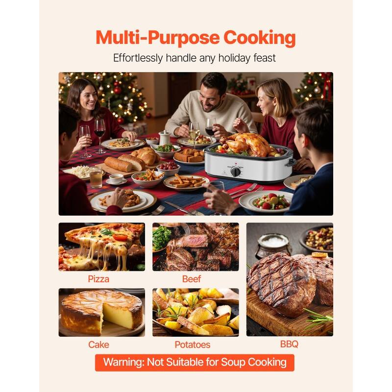 Black-Silver 18QT Electric Roaster Oven with Self-Basting Lid - 23.31 x 15.67 x 11.22 inch