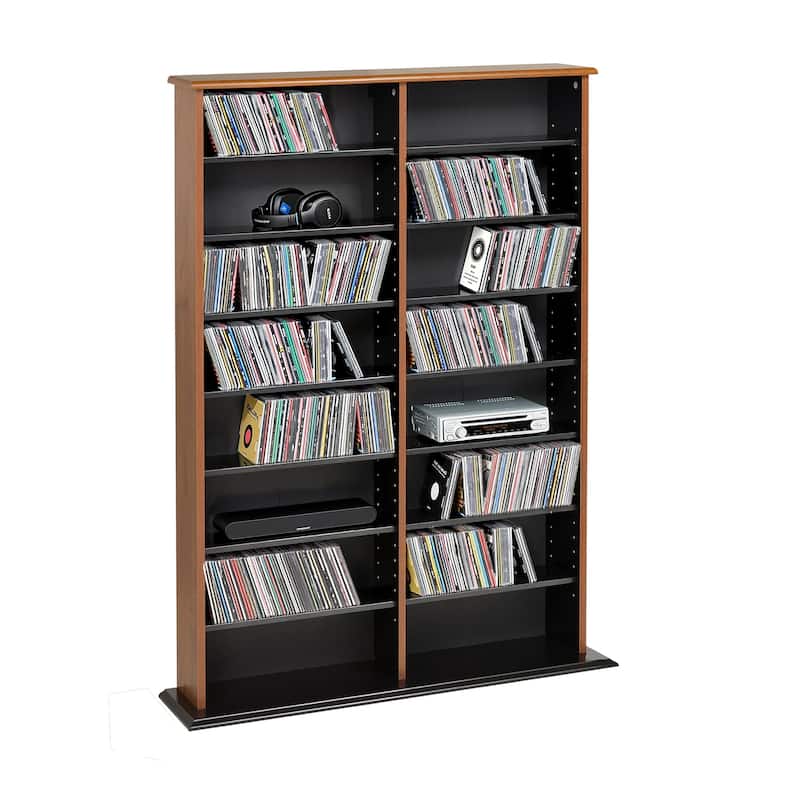 Prepac Media Storage Display Cabinet 8.75" D x 38.75" W x 51" H - Cherry/Black