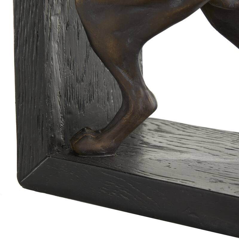 Polystone Dog Greyhound Decorative Bookends with Gold Accents and Black Stands - Set of 2 Black - Roche River Decor