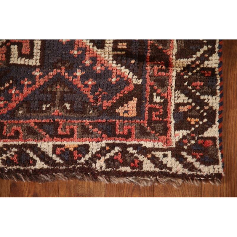 Hand-knotted Vegetable Dye Qashqai Persian Antique Area Rug - 5'0"x 7'7"