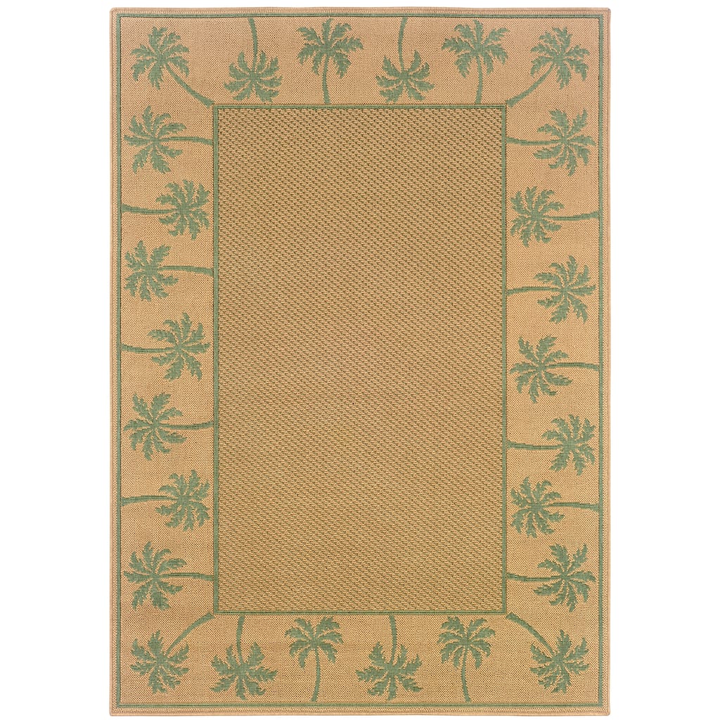 Irvine Beige Green Border Outdoor Casual Area Rug