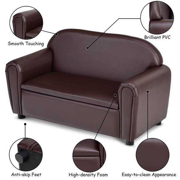 Shop Gymax Kids Sofa Armrest Chair Lounge Couch Wood Construction