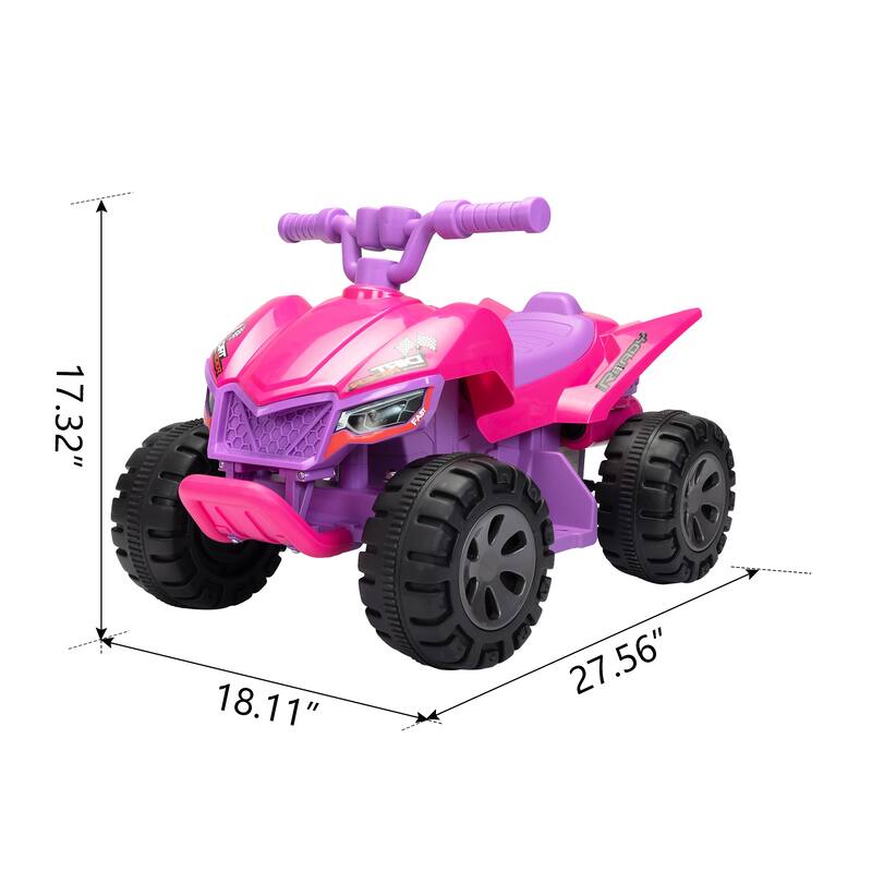 Electric 6V Kids ATV with Spray Effect, LED Lights, MP3 Player and Music for Toddlers Aged 3-5, 4-Wheeled Ride-on Quad Car