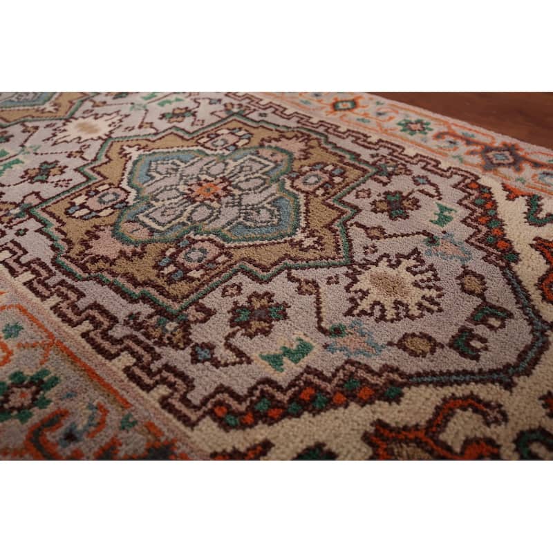 Gray Geometric Heriz Serapi Accent Rug Hand-Knotted Wool Carpet - 2'6"x 5'11"