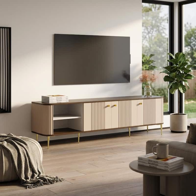 Meble Furniture Elena 3D1W TV Stand 73.6"W x 20.1"H x 15"D - Modern Entertainment Center for up to 80" TVs