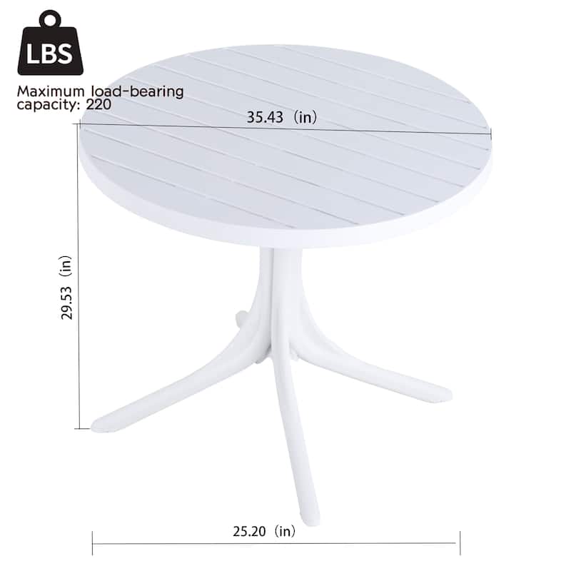 36" Round Plastic Table, All-Weather Dining & Coffee Table