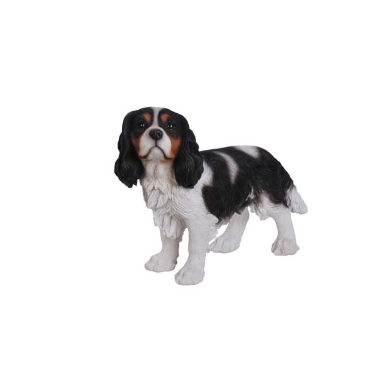 Standing King Charles Spaniel Outdoor Garden Statue - 16.5"