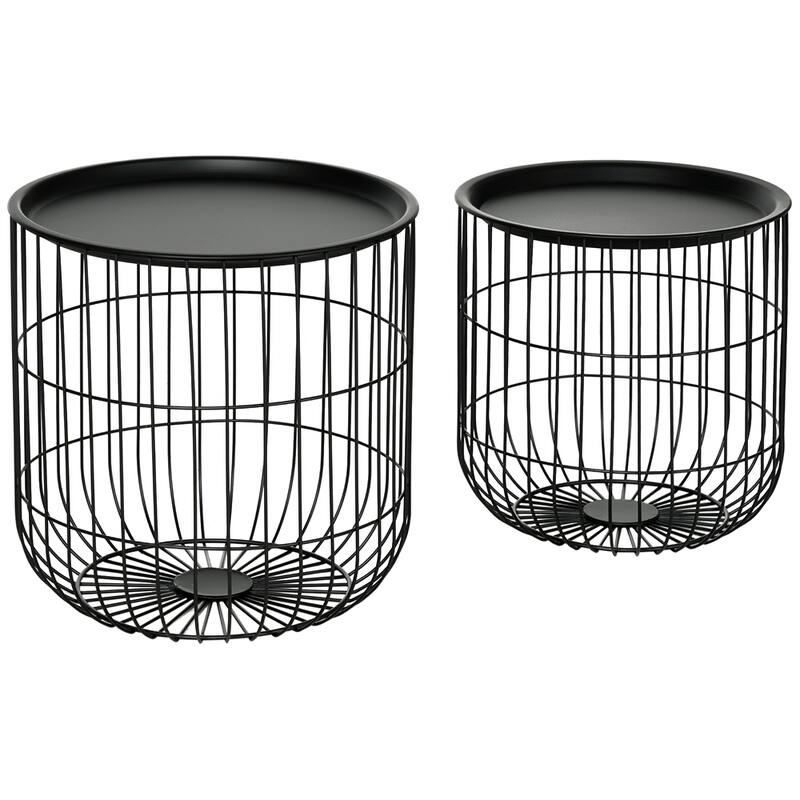 Nesting Coffee Tables, Round Coffee Table Set of 2,Blanket Storage