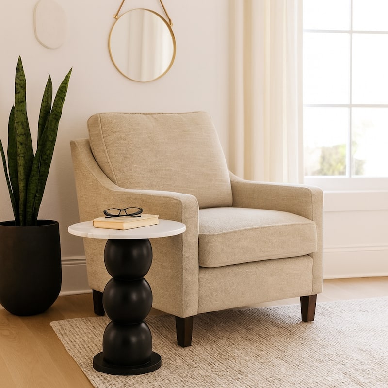 Wood Marble Accent Table Sculptural Base Finish Modern - 21" White - 18" x 18" x 20.5"