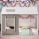 preview thumbnail 1 of 7, Twin Size Modern Style House Platform With Roof And Window,Can Be Decorated For Bedroom White+Antique Grey