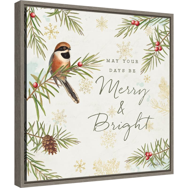 Christmas Tradition II (Bird) by Katie Pertiet Framed Canvas Art