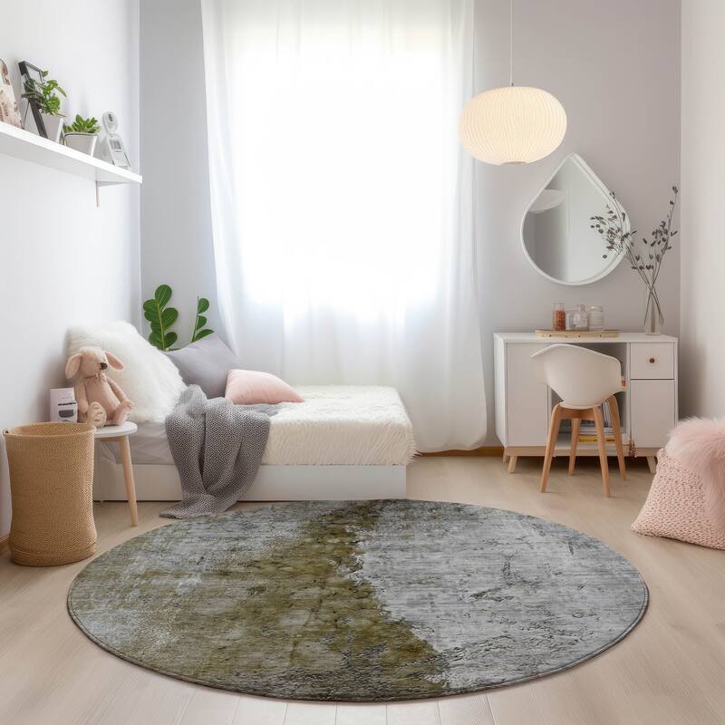 Machine Washable Indoor/ Outdoor Chantille Modern Impressions Rug - Brown - 8' x 8'