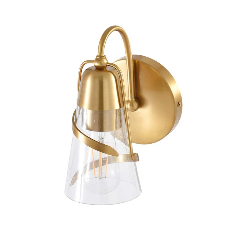 Parrot Uncle 5" Modern Gold Seeded Glass 1-Light Wall Light Sconce