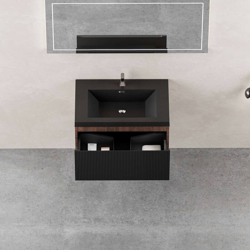 Wall Mounted Bathroom Vanity with Solid Surface Sink