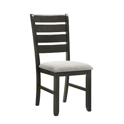 Contemporary Dining Chairs Set of 2 Light Gray Fabric Cushion Side Chairs Kitchen Dining Room Furniture Dark Finish