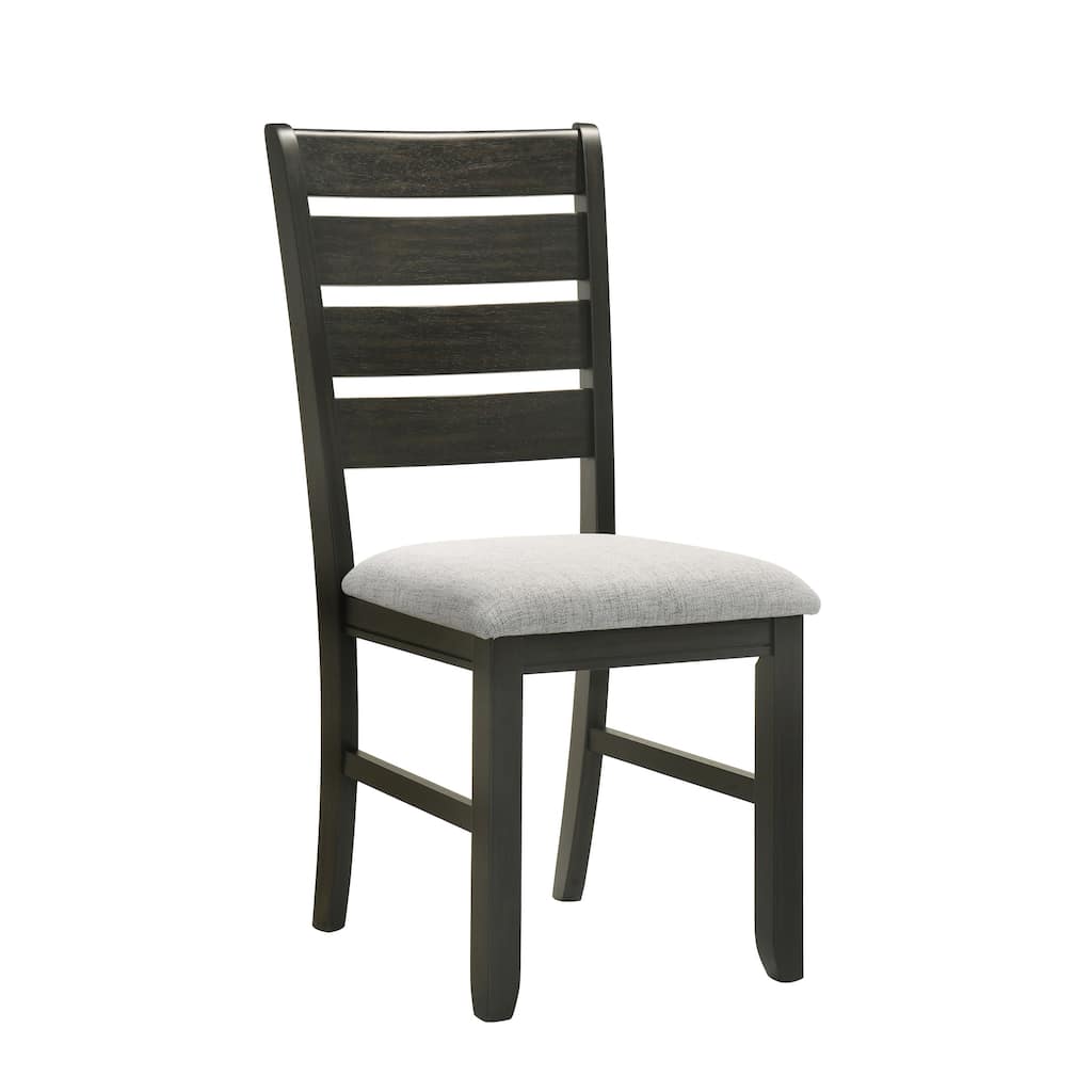Contemporary Dining Chairs Set of 2 Light Gray Fabric Cushion Side Chairs Kitchen Dining Room Furniture Dark Finish
