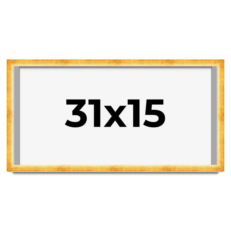 31x15 Shadow Box Frame Gold | 1.625 Inches Deep Real Wood Traditional