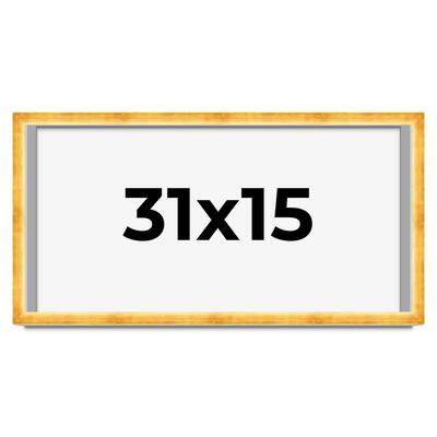 31x15 Shadow Box Frame Gold | 1.625 Inches Deep Real Wood Traditional