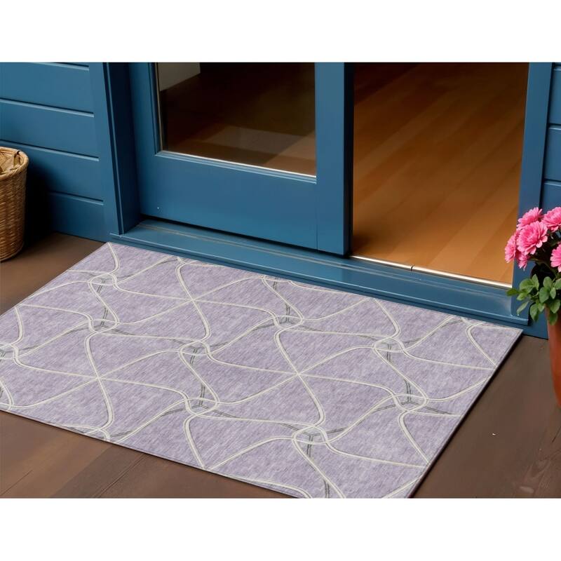 HomeRoots Geometric Contemporary Rectangle Outdoor Rug - 3' x 5'