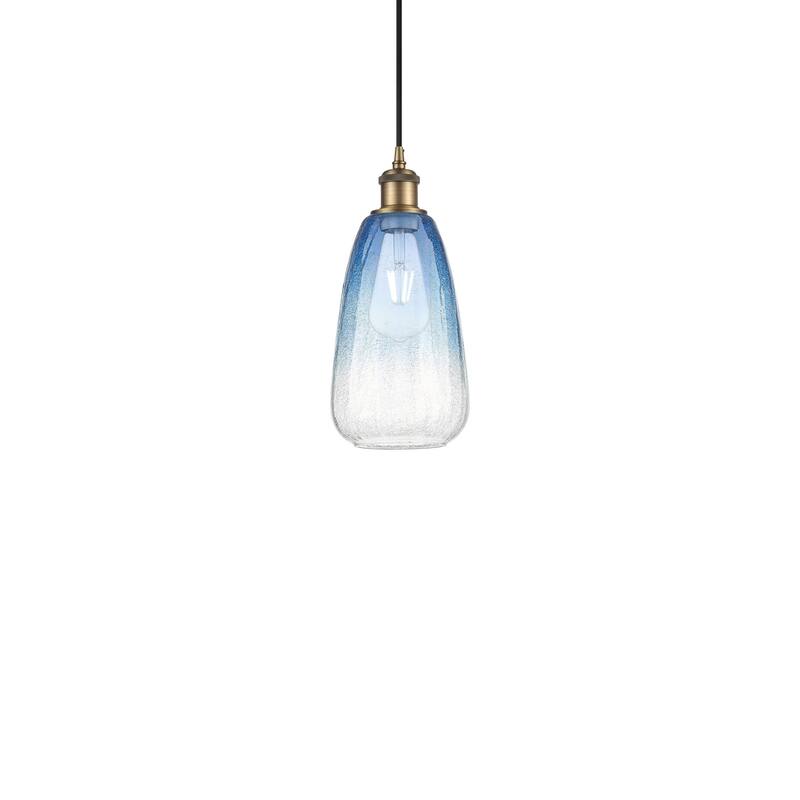 Innovations Lighting 516-1P-13-6 Brookhaven Almond Pendant Brookhaven - Brushed Brass / Sapphire Blue