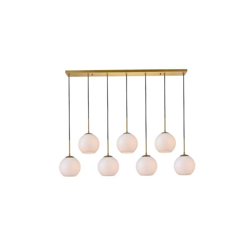 7-Light 54 inch Pendant with Frosted White Glass