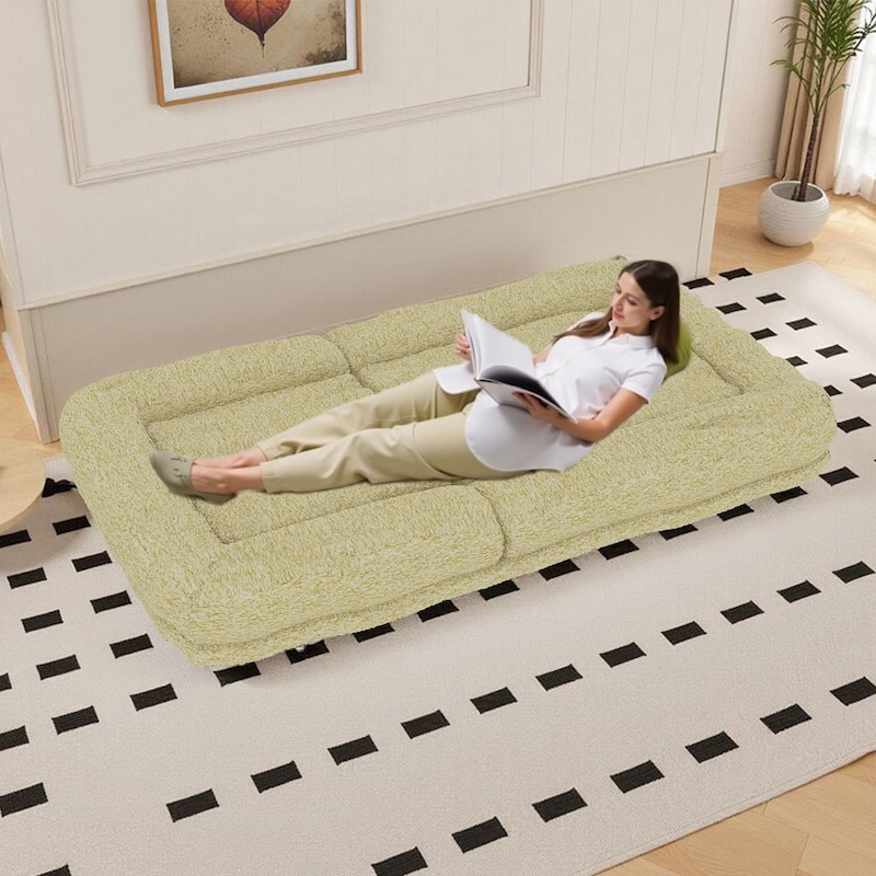 Folding Sofa Chair with 5 Adjustable Positions Plush Floor Lounge Chair for Gaming, Meditation, and Relaxation