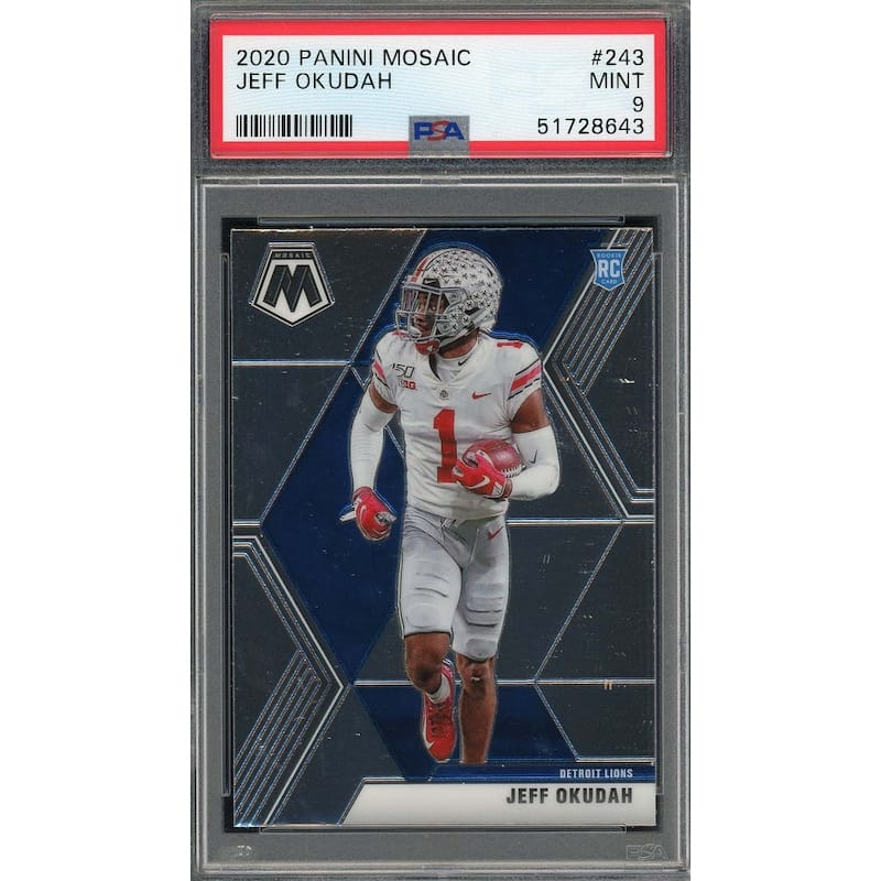 Jeff Okudah 2020 Panini Mosaic Football Rookie Card RC #243 PSA 9 - 8'6" x 11'6"
