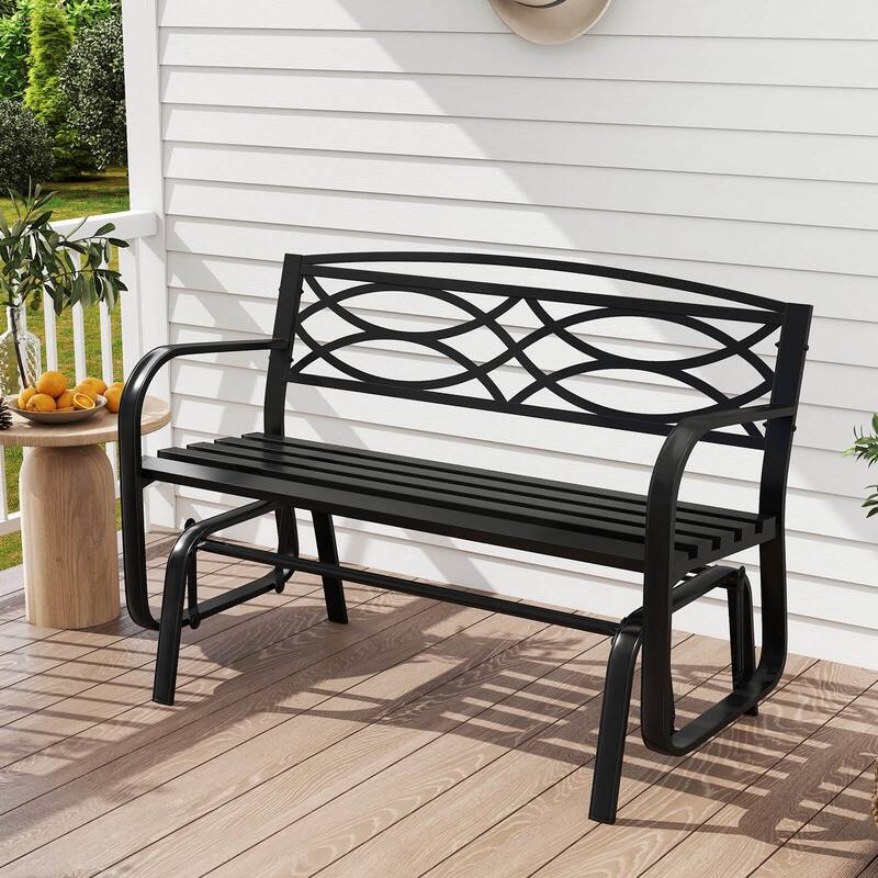 Costway 2-Person Outdoor Glider Bench with Metal Frame Armrests - See Details