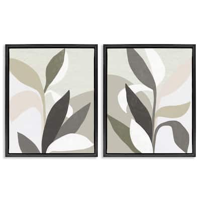 Stupell Neutral Leaf Shapes Framed Floater Canvas Wall Art Design By June Erica Vess (Set of 2)