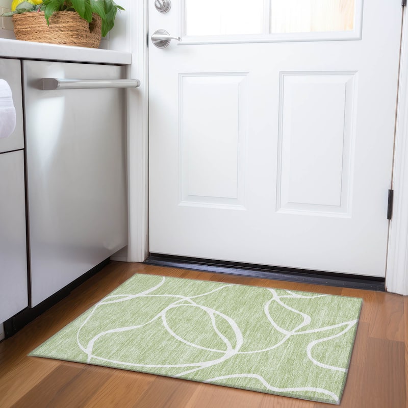 Premium Washable Super Soft Abstract Dash Mayfield Rug - Aloe - 1'8" x 2'6"