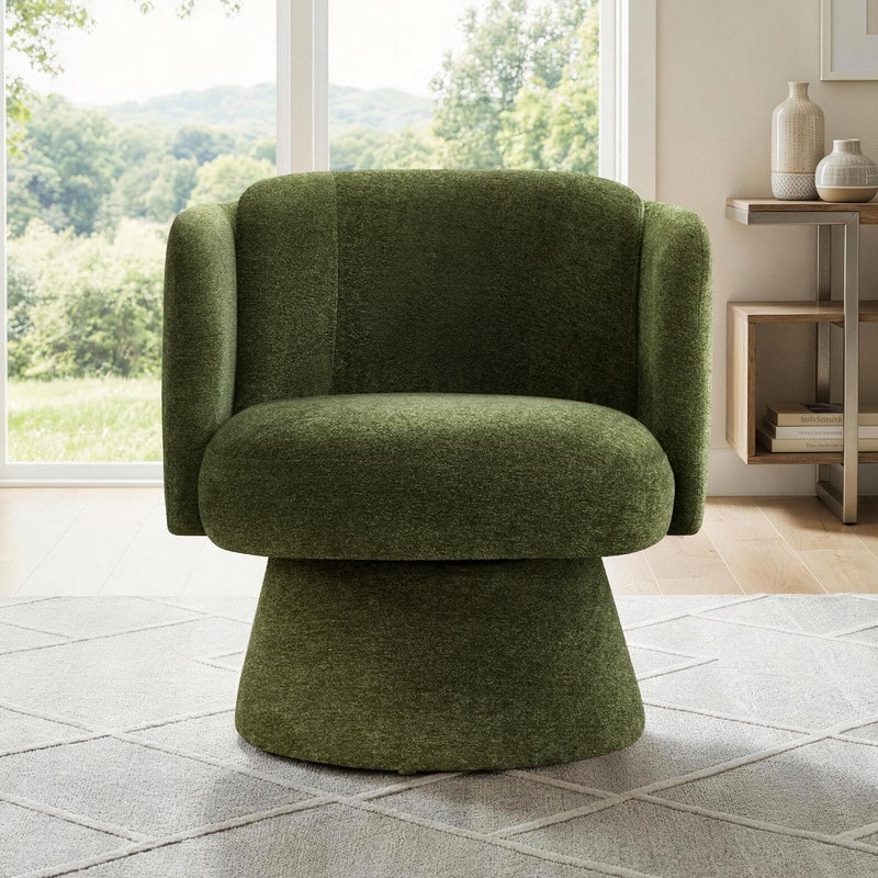 Spruce & Spring Modern Swivel Barrel Accent Chair for Living Room, Bedroom & Nursery