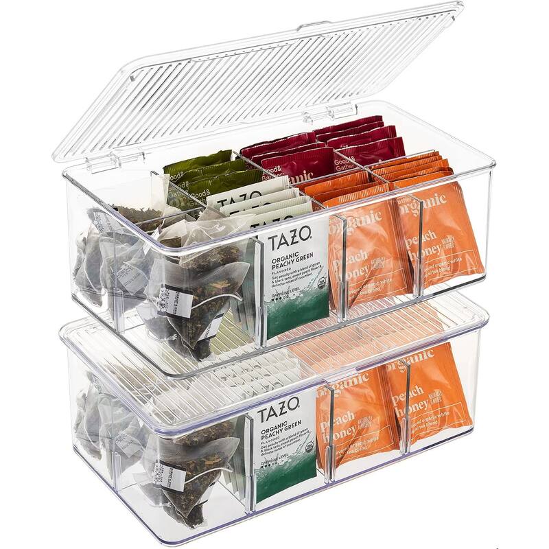 Sorbus Organizer Bins, with lids & Removable Compartments, Kitchen Pantry Organization Storage bins with Dividers