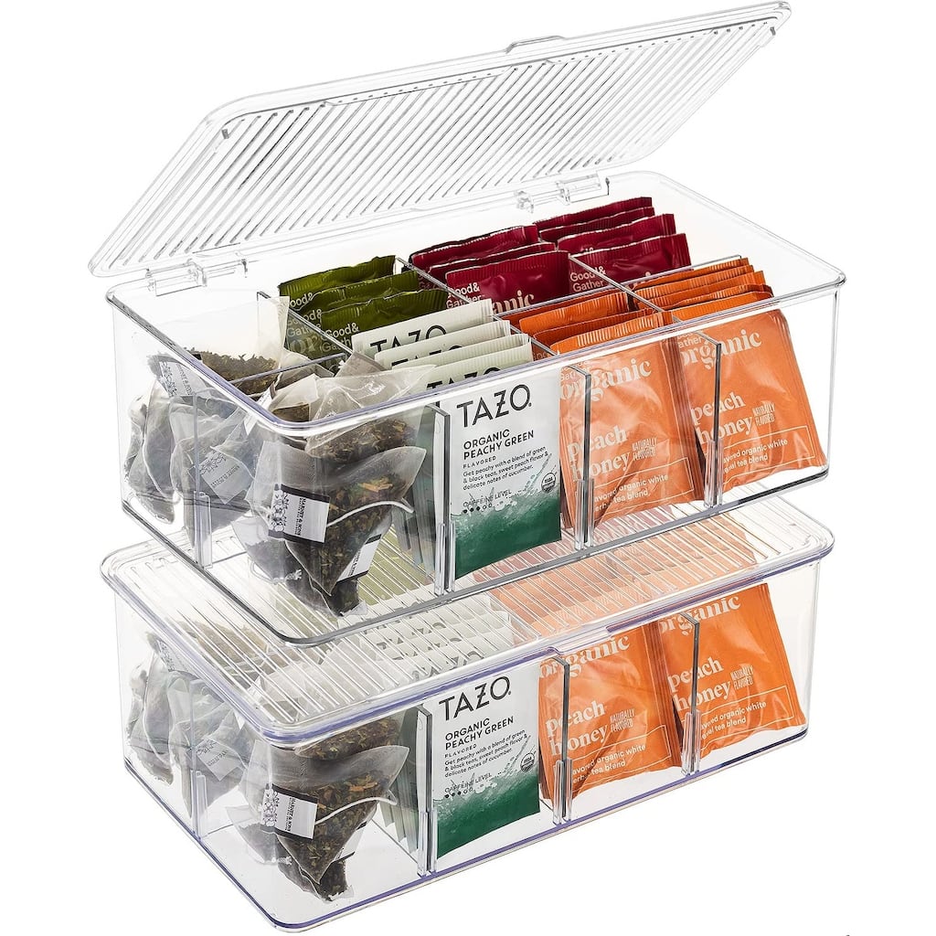 Sorbus Organizer Bins, with lids & Removable Compartments, Kitchen Pantry Organization Storage bins with Dividers
