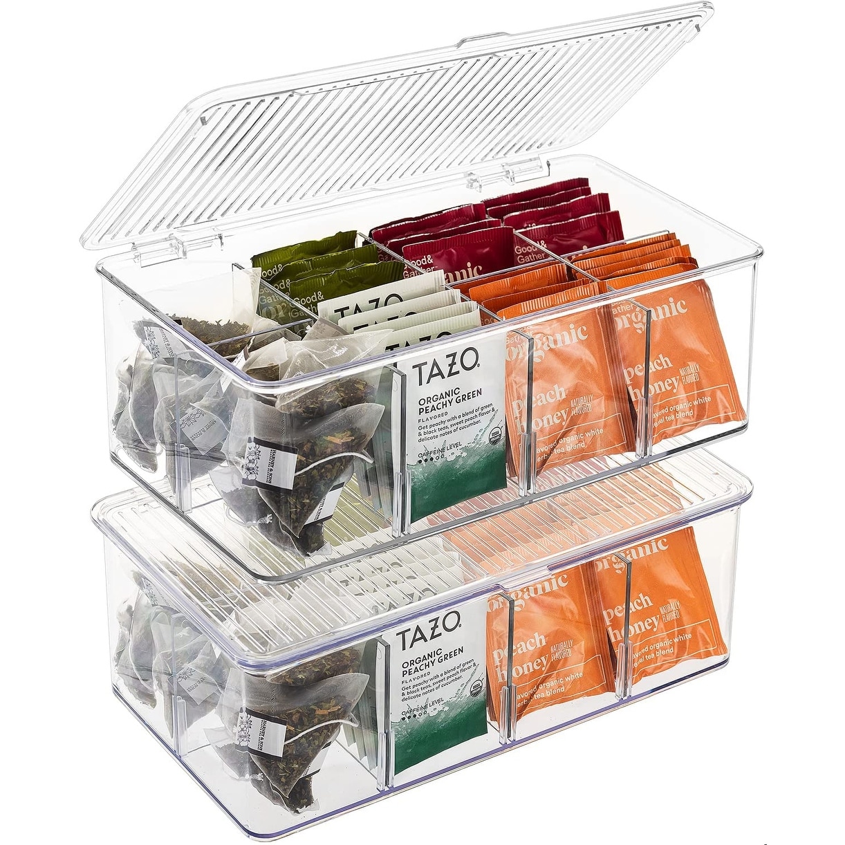 Sorbus Organizer Bins, with lids & Removable Compartments, Kitchen Pantry Organization Storage bins with Dividers
