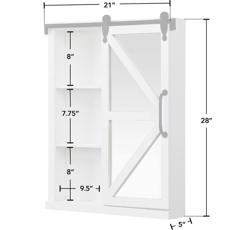 FirsTime & Co. Winona Farmhouse Barn Door Cabinet Mirror, Mirror, 21 x 5.5 x 28 in, American Designed