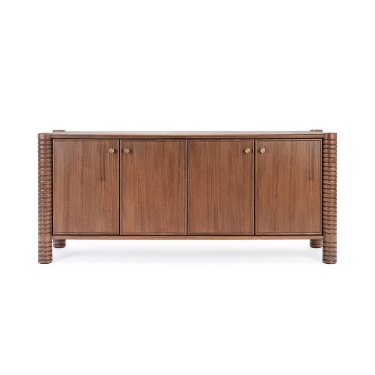 Studio London Ellis Walnut Acacia Sideboard with Ribbed Solid Wood Legs