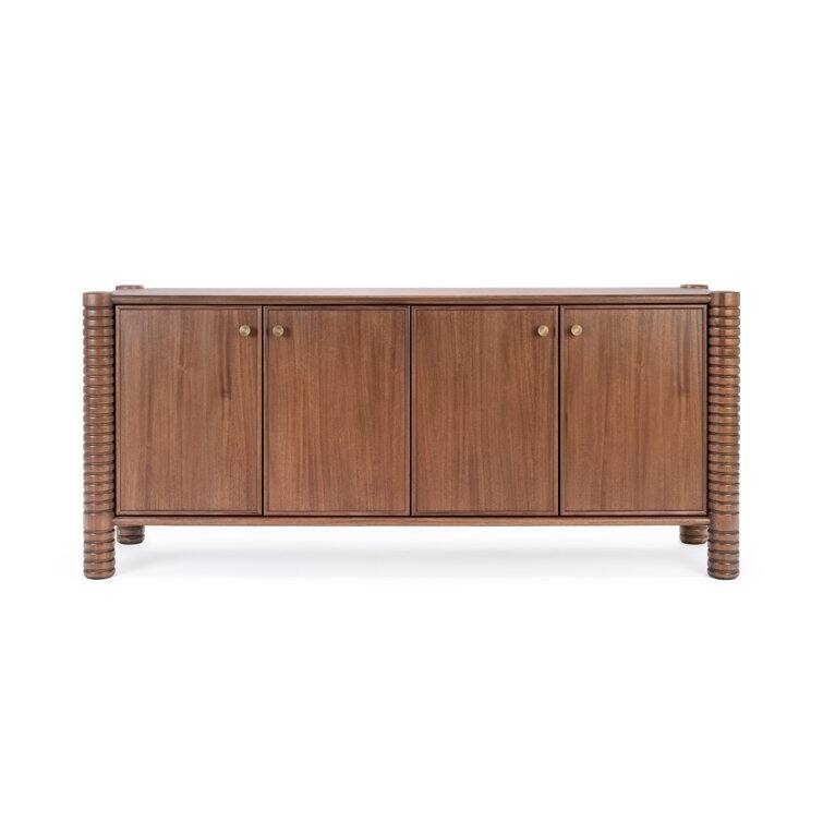 Studio London Ellis Walnut Acacia Sideboard with Ribbed Solid Wood Legs - Acacia