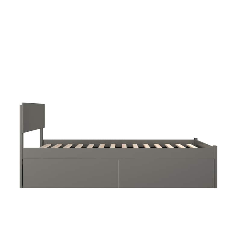 Orlando Full Platform Bed with Footboard and 2 Drawers in Grey