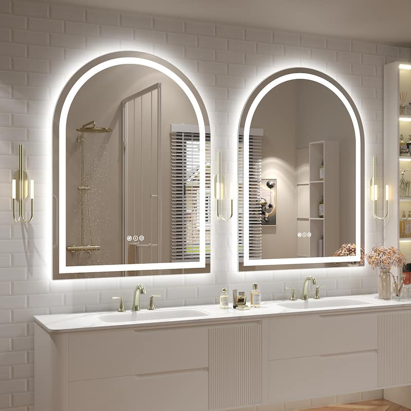 UL Certified Arched LED Anti-fog Tempered Glass Wall Bathroom Vanity Mirror