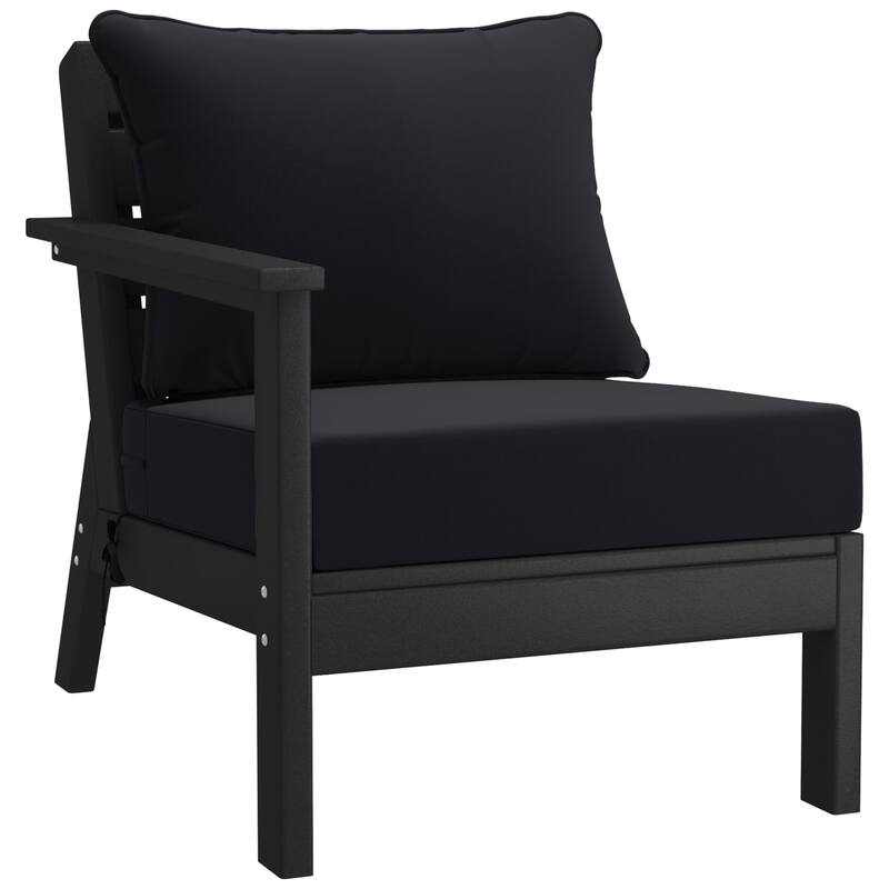 Birchwood All Weather HDPE Outdoor Patio Black Deep Seating Conversation Set (6-Piece Set)