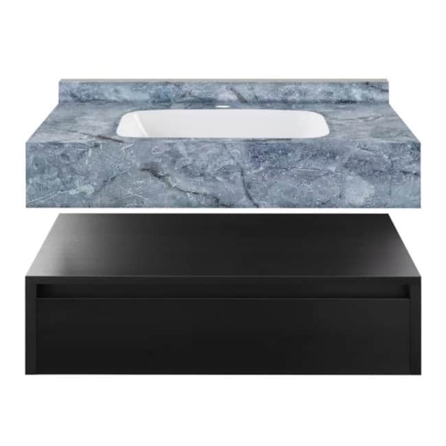 Swiss Madison SM-BV4904 Avancer 36" Wall Mounted Single Basin Vanity - Black Oak / Blue Celeste