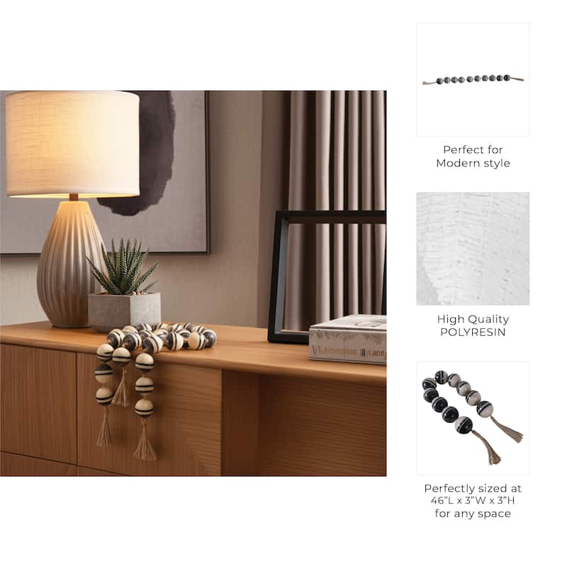 Decorative Bead Strand with Resin Spheres and Woven Jute Tassels - 46" x 3" x 3"