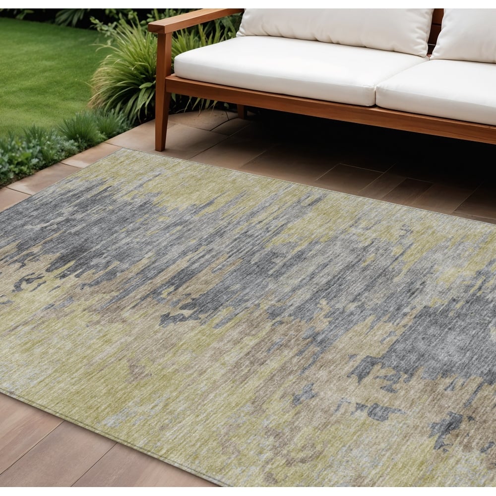 HomeRoots Abstract Transitional Rectangle Outdoor Rug